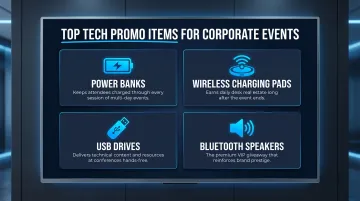 Top tech promotional product categories for corporate events by utility and impressions