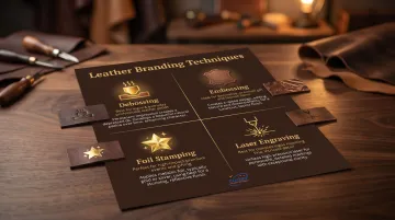 Four leather customization techniques comparison debossing embossing foil stamping laser engraving