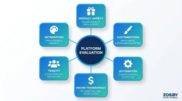 Five criteria for evaluating corporate gifting platforms comparison infographic