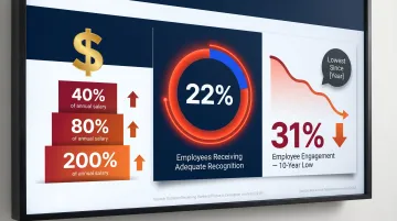 Employee recognition gap statistics showing turnover cost and engagement decline data