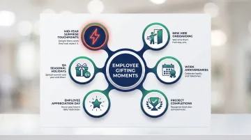 Six high-impact employee gifting moments timeline from onboarding to mid-year surprises