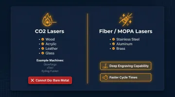 CO2 versus fiber laser engraver comparison for branded corporate gift materials