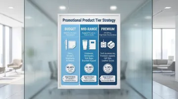 Three-tier promotional item strategy comparison chart by visitor intent