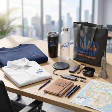 Custom promotional products display for a New York City brand campaign