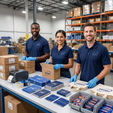 Packed promotional products ready for shipping