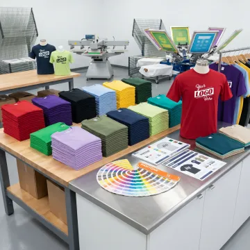 Branded apparel prepared for custom printing