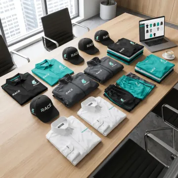 Custom embroidered corporate apparel display