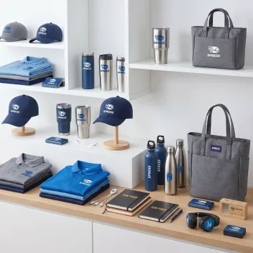 Custom branded apparel and promotional products display