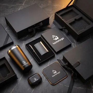 Premium branded gifts displayed for a luxury event