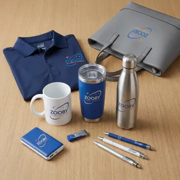 Custom promotional products and branded apparel display
