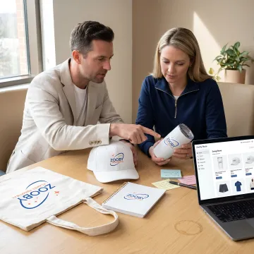 Team planning an online swag store launch
