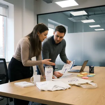 Branded merchandise planning for a corporate campaign
