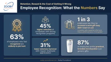 Employee recognition statistics showing retention rates and unwanted gift impact data