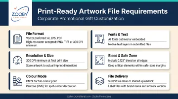 Print-ready artwork file requirements checklist for corporate promotional gift customization