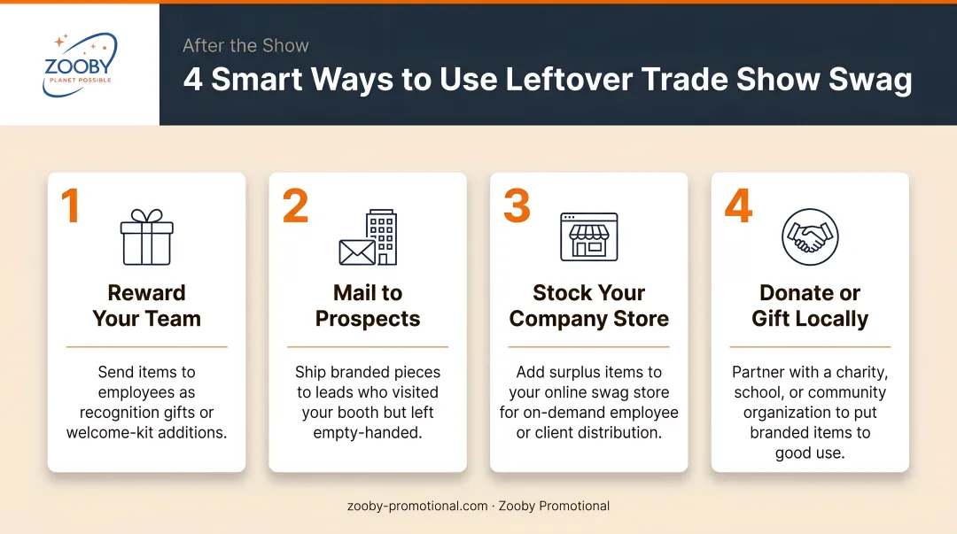 Four options for using leftover promotional items after a trade show